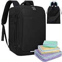 Travel Backpack for Men Women 40L Flight Approved Carry on Backpack 17 Inch Waterproof Laptop Backpack Large Luggage Daypack Business College School Weekender Overnight Backpack with 4 Packing Cubes