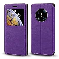 Huawei Mate 40 Pro Case, Wood Grain Leather Case with Card Holder and Window, Magnetic Flip Cover for Huawei Mate 40 Pro