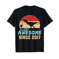 Six 7yr BDay Son Boy Dinosaur 2017 7th 7 Year Old Birthday T-Shirt