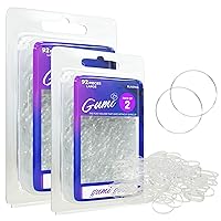 Gumi 1 Inch Large Clear Hair Elastics - 2Pack Ouchless No Damage Elastic Hair Bands - Mini Snag Free Rubber Bands for Hair Bun Ponytail, Tiny Ultra Durable Large Hair Ties for Women & Girls -184 Count