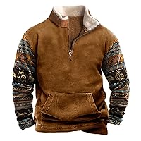 Men's 1/4 Zip Pullover Contrast Tunic Pullover Graphic Printed Mens Flannel Shirts Long Sleeve Active Sweatshirt