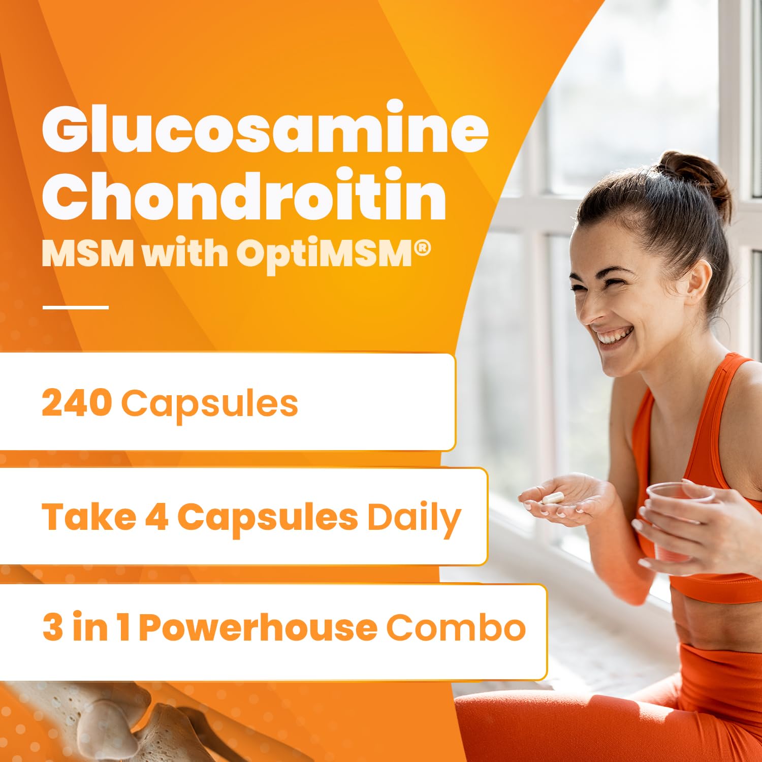 Doctor's Best Glucosamine Chondroitin Msm with OptiMSM Capsules, Supports Healthy Joint Structure, Function & Comfort, Non-GMO, Gluten Free, Soy Free, 240 Count (Pack of 1)