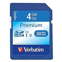 Verbatim 96171 4GB Premium SDHC Memory Card, UHS-I U1 Class 10, Blue