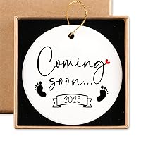 Expecting Baby Ornament Ceramic Ornament Keepsake Sign Round Plaque Pregnancy Announcement for Husband Coming Soon 2025 Baby Announcements Ideas Best Gifts for Expecting Mom Dad