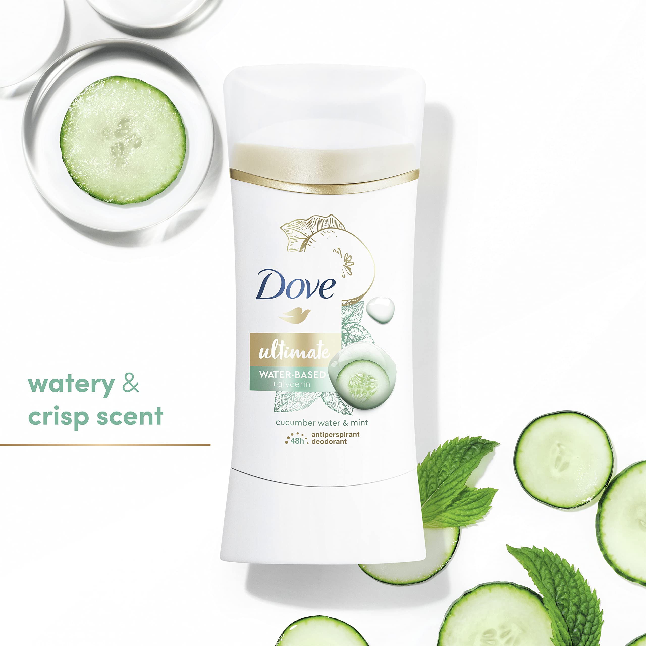 Dove Ultimate Antiperspirant Deodorant Stick Cucumber Water and Mint 2.6 oz