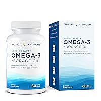 Nordic Beauty Omega-3 + Borage Oil, Natural Lemon-Flavored - 60 Soft Gels - Fish Oil Supplement for Skin Health and Hydration - Non-GMO - 30 Servings