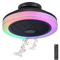 RGB Low Profile Ceiling Fan with Lights and Remote, 18