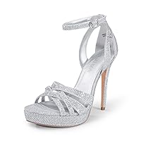 DREAM PAIRS Women's Platform Stiletto Heels Open Toe Ankle Strappy High Heels Fashion Wedding Dressy Pump Sandals Shoes