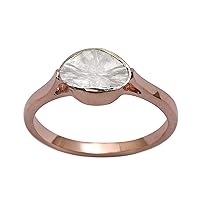 0.50 CTW Pointer Solitaire cut Diamond Polki Ring, Sterling Silver Rose Gold Vermeil Handmade Boho Ring, Ring Size US 5-13
