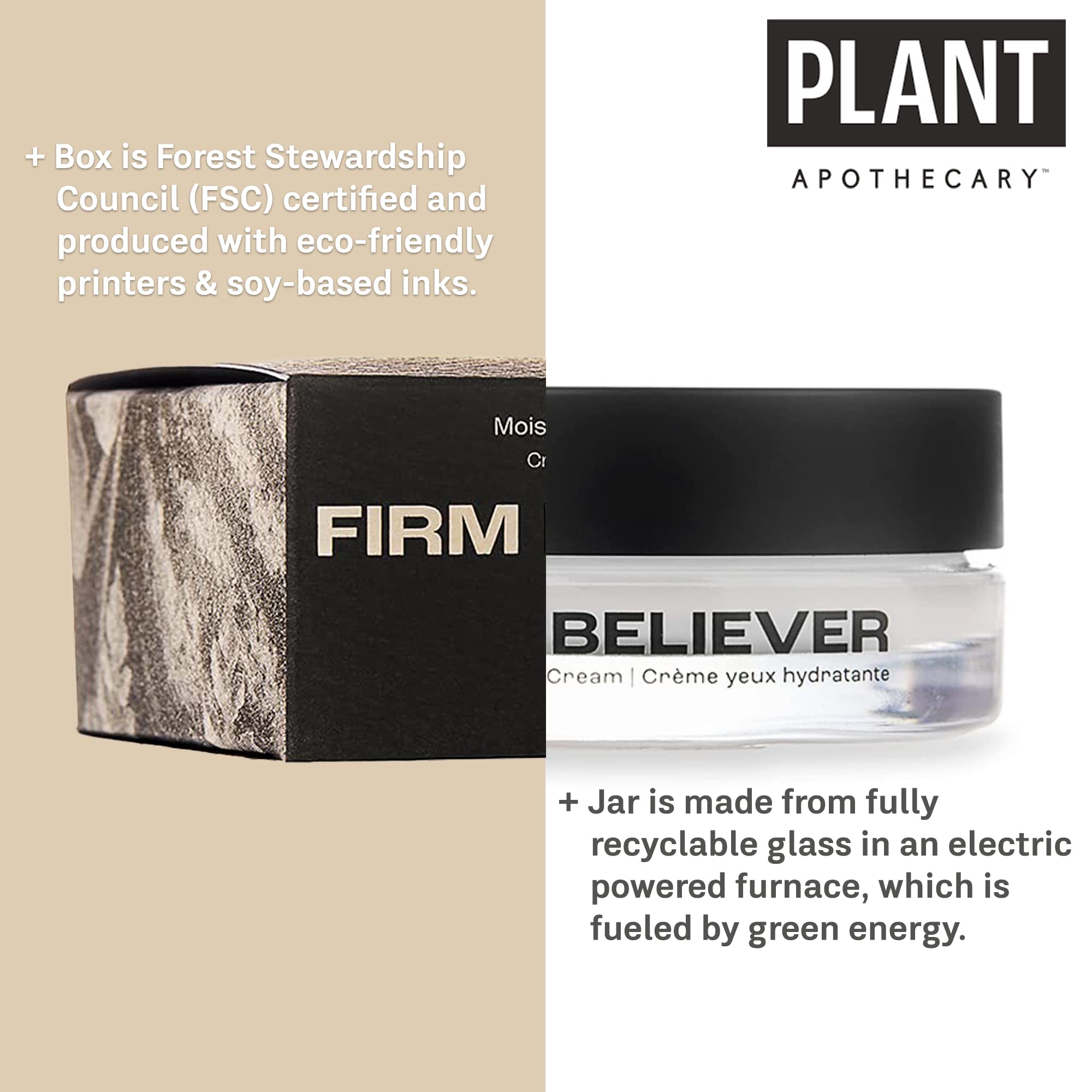 plant apothecary Firm Believer: 30ml Under Eye Cream with Vitamin C - Puffiness, Dark Circles, Eye Bags, Fine Lines and Wrinkles Reducer - Anti-Aging Eye Creams and Skin Care for Men and Women