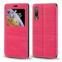 for HTC Desire 22 Pro 5G Case, Wood Grain Leather Case with Card Holder and Window, Magnetic Flip Cover for HTC Desire 22 Pro 5G (6.6”) Rose