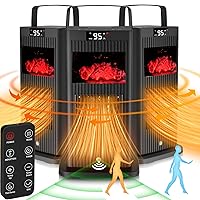 2023 Upgraded Space Heater,Mini Portable with Infrared Sensor & Fireplace Flame Effect,1500W Oscillating Electric Ceramic Room Heater,Fast Heating for Indoor Use,Bedroom,Office Room,Desk,Garage