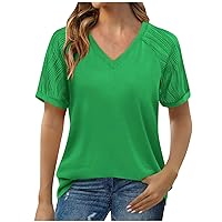 Womens Work Elegant Short Sleeve Blouses Plus Size V/O Neck Boxy Fit Solid T-Shirt Coloured Lightweight Soft Tops