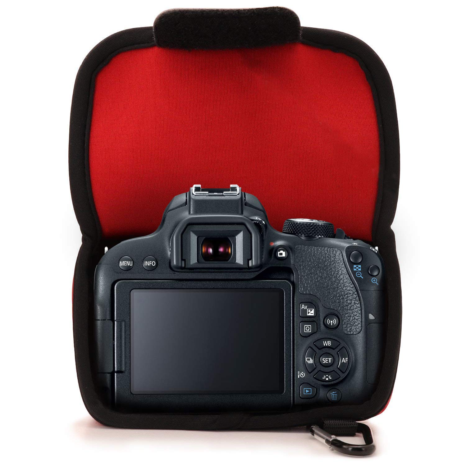 MegaGear MG1194 Canon EOS Rebel SL3, EOS 250D, EOS Kiss X10, EOS Rebel SL2, Kiss X9, Rebel T7i, Kiss X9i (18-135 mm), 77D, 9000D, EOS 200D, 800D Ultra Light Neoprene Camera Case - Black