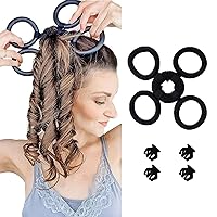 Heatless Curling Rod Headband, No Heat Hair Curlers Rollers Circular Curly Headband DIY Hair Rollers Natural Soft Wave Curler with Hair Claw Clip Overnight Curly Hair Styling Kit(4 rings)