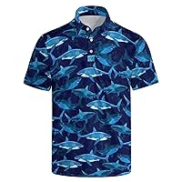 Funny Golf Shirts for Men Dry Fit Moisture Wicking Short Sleeve Print Shirts Funny Golf Polo Shirts Quick-Dry Collared Shirt