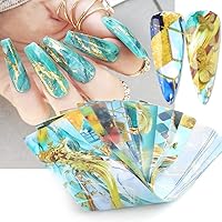Marble Nail Art Foil Transfer Stickers Marble Stone Foil Transfers Nail Art Supplies Holographic Starry Sky Foil Adhesive Decals Marble Colorful Design for Acrylic Manicure Tips Wraps Decoration 10Pcs