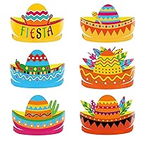chiazllta 24 Pieces Fiesta Party Favor Hats Cinco De Mayo Fiesta Sombrero Paper Party Crown Headbands Mexican Theme Decorations Favor Supplies