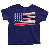 Threadrock Kids Baseball and Bat American Flag Toddler T-Shirt