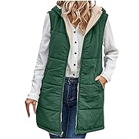 TUNUSKAT Small Bags, Long Puffer Vest Women Plus Size Winter Coats Sleeveless Hoodie Jacket Full Zipper Down Coat Warm Puffer Outwear