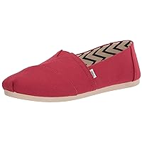 TOMS Women's Alpargata Recycled Cotton Canvas Loafer Flat, Red, 5