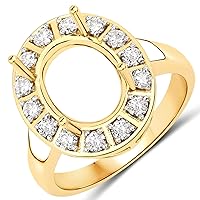 0.42 Carat Genuine White Diamond 14K Yellow Gold Ring