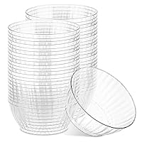 PLASTICPRO 50 Pack Small Plastic Bowls Crystal Like 6 oz Bowls Elegant Clear Plastic Bowls for Party and Occasions
