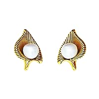 New Freshwater Cultured Pearls Earrings Gold plated Ear Stud for Women Girls