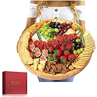 Large Charcuterie Board - 17 in, Round Charcuterie Boards Extra Large, Large Cheese Board, Round Cheese Board Set, Charcuterie Tray, Cheese Tray, Beautiful Charcuterie Boards Gift for Mom
