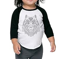 3/4 Sleeve Tribal Ethnic Wolf Totem Unisex T Shirt Vintage Raglan Jersey Shirt