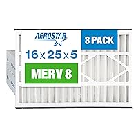 Aerostar 16x25x5 Air Filter MERV 8, Furnance Filters AC HVAC Replacement for Trion Air Bear 229990-105, (3 Pack) (Actual Size:15 5/8 x 24 1/8 x 4 7/8 Inches)