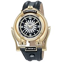 GV2 by Gevril Men's Stainless Steel Automatic Watch with Leather Strap, Black, 8.5 (Model: 3408), Gold