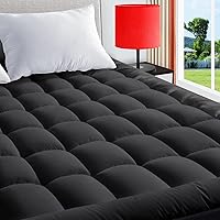 TEXARTIST Queen Mattress Pad Cover Cooling Mattress Topper Pillow Top Mattress Cover Quilted Fitted Mattress Protector with 8-21 Inch Deep Pocket(Black, Queen)