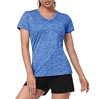 Womens Workout Top Summer Short Sleeve V Neck Athletic T Shirt Casual Solid Regular Washed Tees Cloth