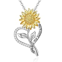 KRZ Sunflower Necklaces for Women, Mothers Day Gifts for Women Jewelry Sunflower Gifts for Women, You Are My Sunshine Necklace, Anniversary Birthday Gifts for Her Wife Necklace Gifts for Girlfriend