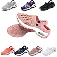 Women Diabetic Walking Air Cushion Orthopedic Slip-On Shoes-Breathable with Arch Support Mesh Mules Sneaker Sandals (6.5, Pink-a)