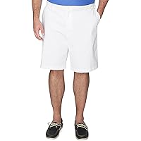 IZOD Men's Big & Tall Saltwater Flat Front Chino Short, Bright White OH162, 44 Regular