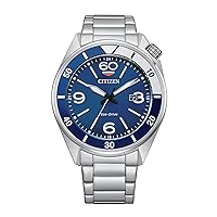 Men's Sport Casual 3-Hand Eco Drive Watch, 100 Meters Water Resistant, Luminous Hands and Markers