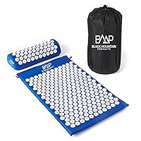 Black Mountain Products Acupressure Mat with Pillow & Carrying Bag - Acupressure Mat for Trigger Point Massage Therapy, Blue