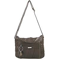 Ladies Super Soft Nappa Leather Shoulder Bag/Handbag with Two Main Zipped Compartments (Brown)