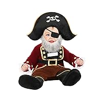 Infant Captain Cutie Buccaneer Pirate Baby Costume | Includes Hat, Jacket, Pants, Booties, Eye-Patch & Beard