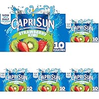 Capri Sun Strawberry Kiwi Naturally Flavored Kids Juice Drink Blend (10 ct Box, 6 fl oz Pouches) (Pack of 5)