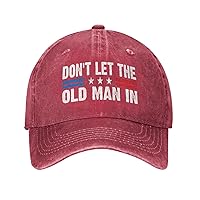 Don't let The Old Man in Vintage American Flag Hat Vintage Washed Cap Adjustable Strap for Men Women