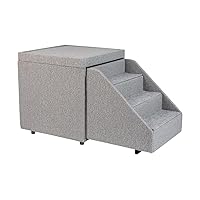 PetFusion Multi-Purpose Pet Stairs, Foldaway Cat and Dog Steps. Ottoman and Toy Basket & Storage, Great for Window Perch (18x18x18”) Perfect for Couch, Bed, or Window.