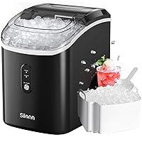 Nugget Countertop Ice Maker, Silonn Chewable Pellet Ice Machine with Self-Cleaning Function, 33lbs/24H for Home, Kitchen, Office, Black