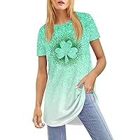 Short Sleeve T Shirts for Women,Women's Fashion Casual Loose Comfort Printed Short Sleeve St. Patrick's Day Summer
