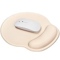 Soqool Ergonomic Mouse Pad with Comfortable and Cooling Gel Wrist Rest Support and Lycra Cloth, Non-Slip PU Base for Easy Typing Pain Relief, Durable and Washable for Easy Cleaning, Pinky White