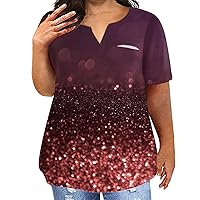 Plus Size Tops for Women Casual 2024 Trendy Loose Printed Shirt Summer Short Sleeve Fashion Baggy Blouse Tees