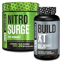 Nitrosurge Pre-Workout in Green Apple & Build XT Muscle Building Bundle for Men & Women