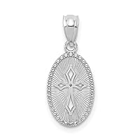 Solid 14k White Gold Polished Small Cross Medal Pendant - 20.5mm